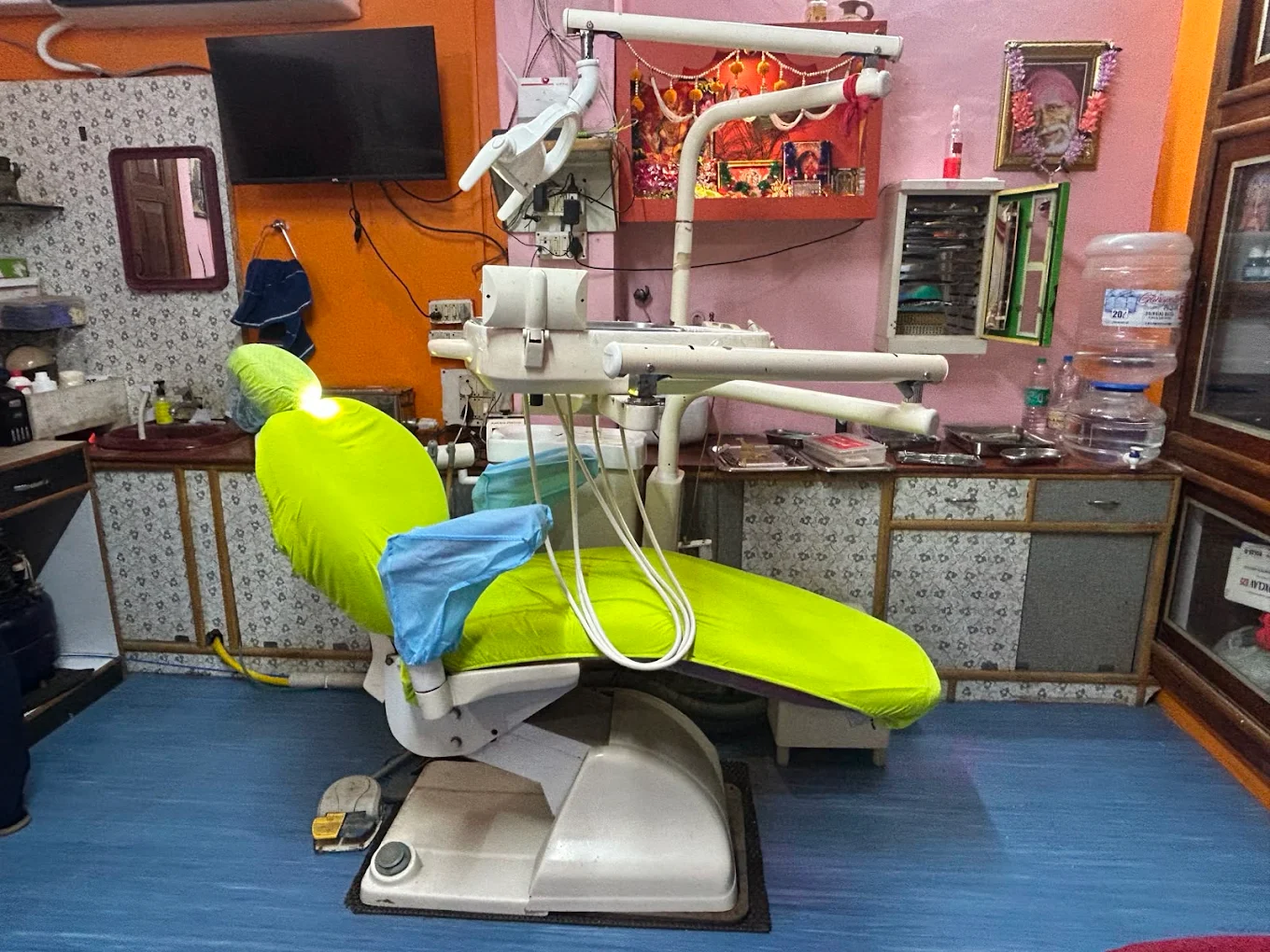 Dental treatment room with modern chair and equipment
